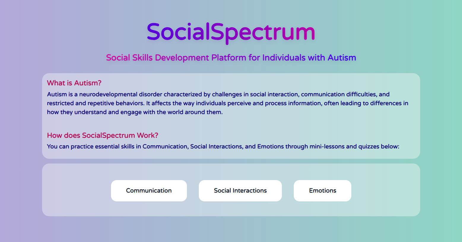 SocialSpectrum: Helping Individuals With Autism Master Social Interactions